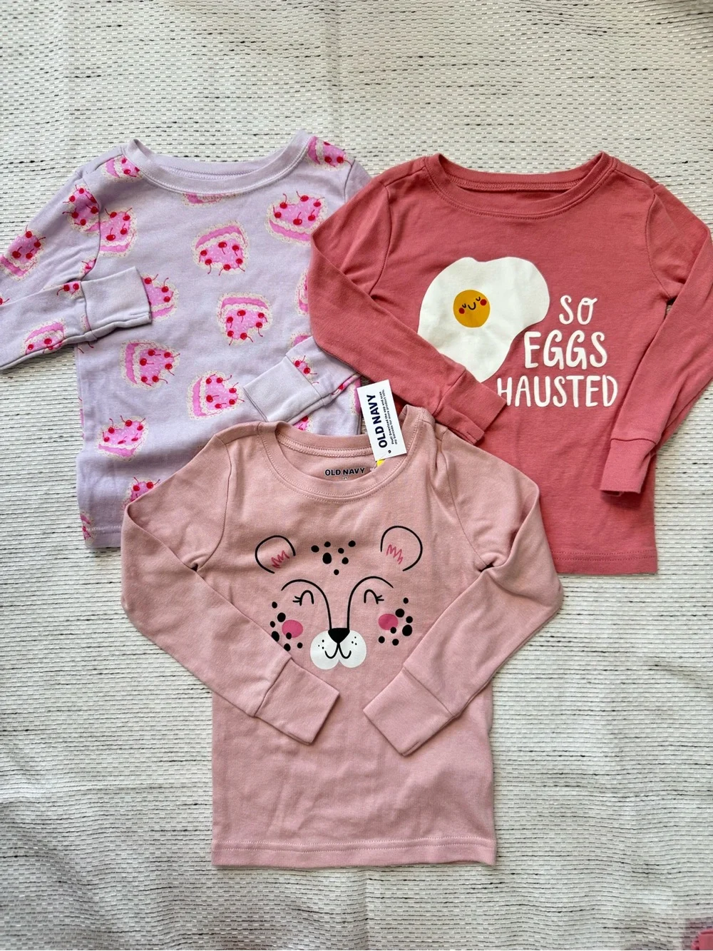 Old Navy Pajama Top & Bottom Sets of 3 Girl’s 2T Pink Lavender Fun Prints Sleep